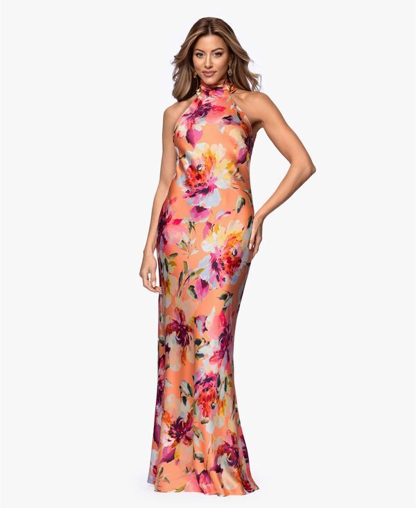 エスケープ レディース トップス ワンピース プリント マキシ XSCAPE Womens Printed HighNeck Maxi Dress Orange Multi オレンジ
