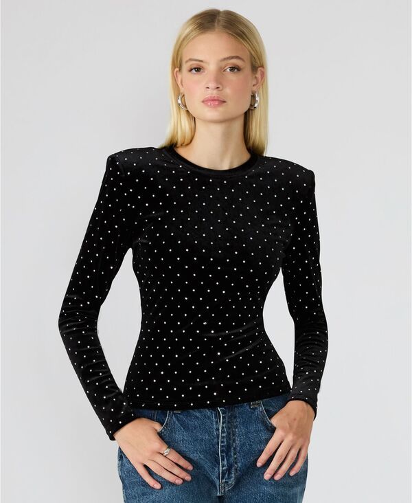 スティーブ マデン レディース トップス シャツ Steve Madden Womens Maddilyn Embellished Top Black ブラック
