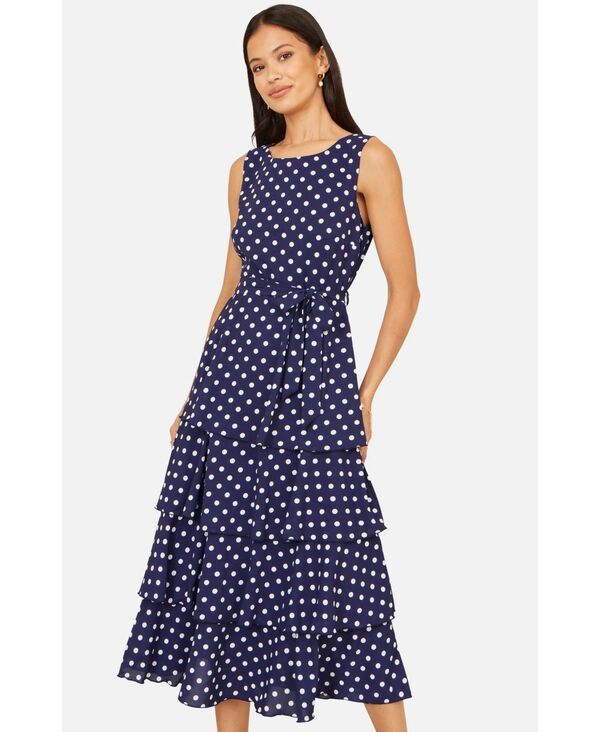ユミキム レディース トップス ワンピース ティアード ミディ Yumi Womenspotie red Midi Dress Navy ネイビー