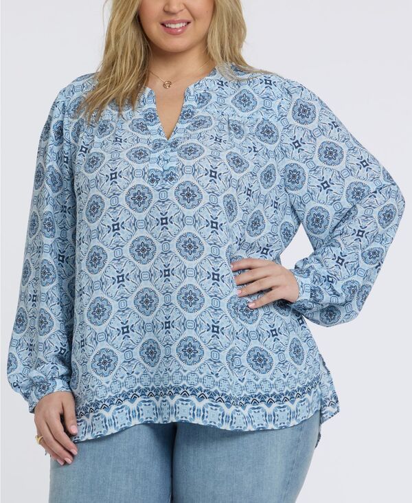 エヌワイディージェイ レディース トップス シャツ プラスサイズ NYDJ Plusize Trinity Split Neck Top Azure Sky 16,086円