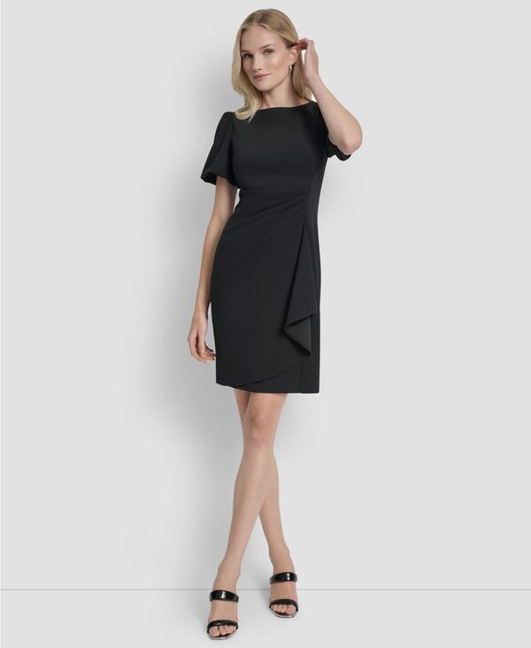 ダナ キャラン ニューヨーク レディース トップス ワンピース クレープ ギャザー スキューバ DKNY Womens BubbleSleeve Scuba Crepe Ruched Sheath D