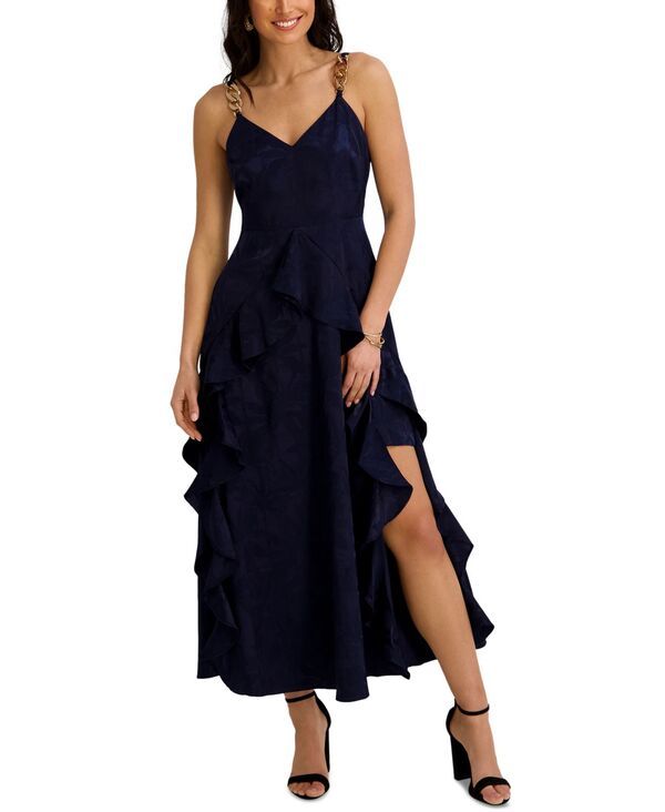 シエナ レディース トップス ワンピース Vネック Siena Womens VNeck Long Dress Navy ネイビー