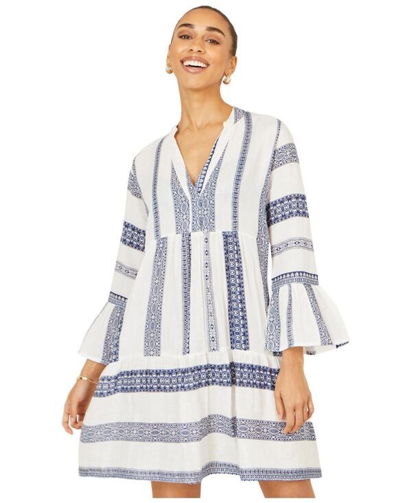 ユミキム レディース トップス ワンピース コットン Yumi Womens Cotton Stripe Tunic Dress Blue ブルー