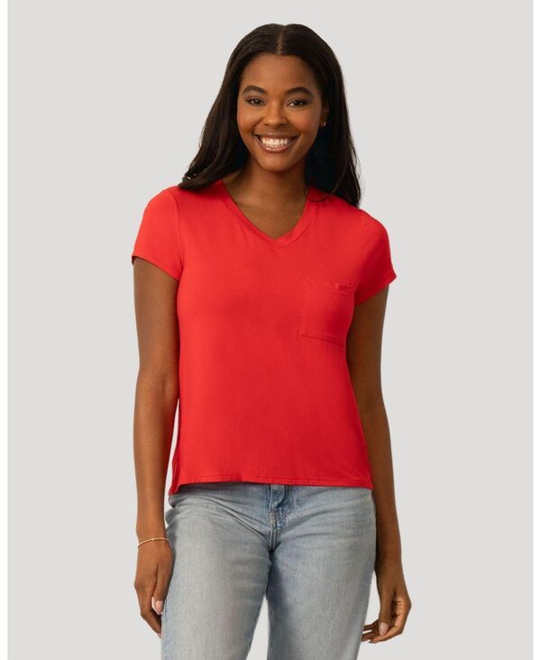ケーブルアンドゲージ レディース トップス シャツ Vネック Cable Gauge Womens V neck Patch Pocketee Tomato