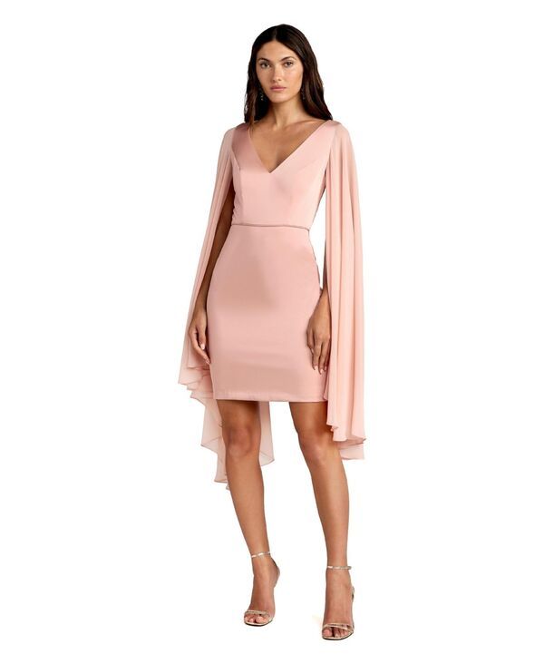 マックダガル レディース トップス ワンピース Vネック ケープデザイン キャップ ケープ Mac Duggal Womens Cape Sleeve V Neck Sheath Dress Blus