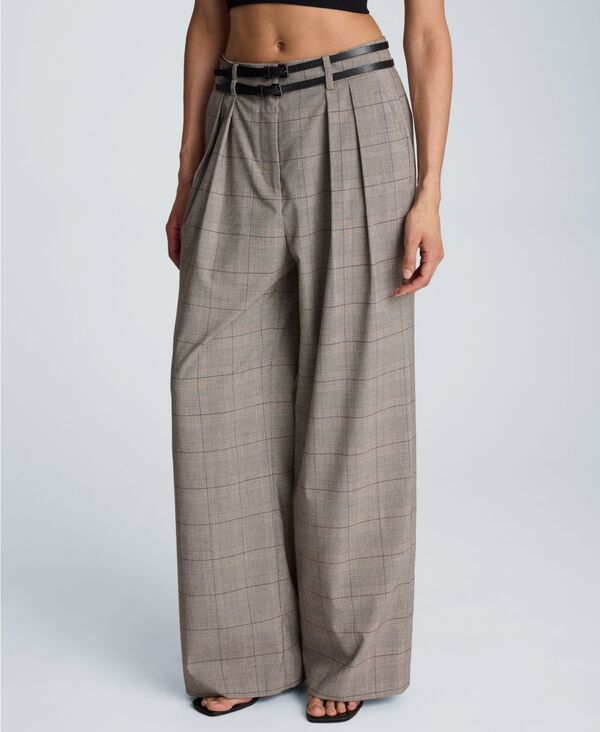ケネスコール レディース ボトムス カジュアルパンツ Kenneth Cole Womens WideLeg Double Belt Pantsafari Tan Mlt タン