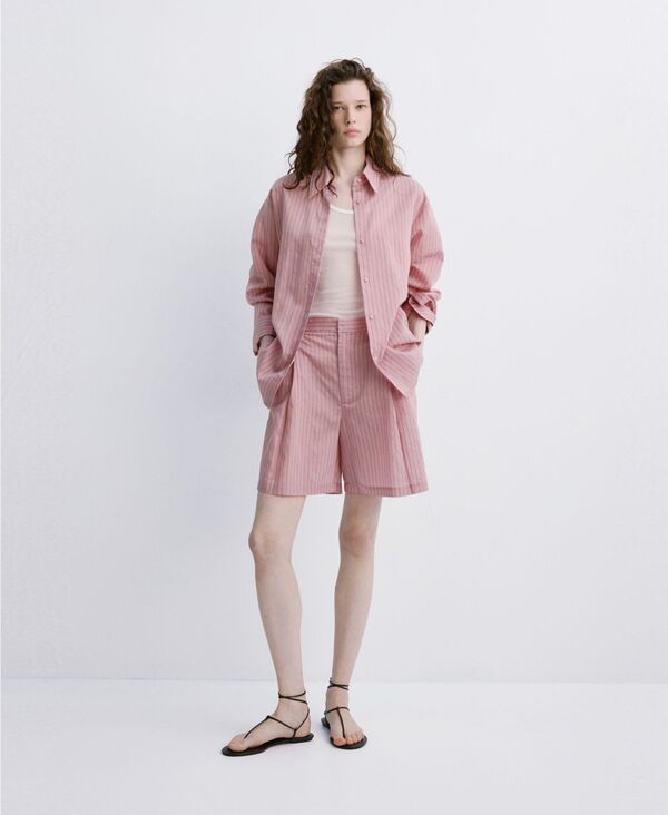 マンゴ レディース ボトムス ハーフパンツ・ショーツ ショートパンツ MANGO Womenstraight Pinstripe Bermuda Shorts Pastel Pink ピンク 12,766円