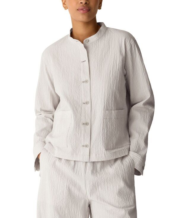 エイリーンフィッシャー レディース アウター ジャケット・ブルゾン プラスサイズ シャツ Eileen Fisher Womens Mandarin Collar Shirt Jacket Regul