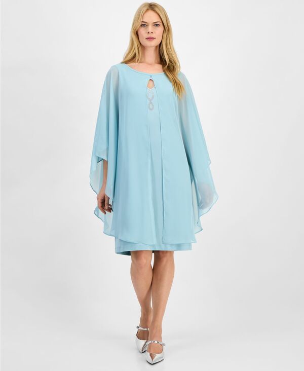 コネクテッド レディース トップス ワンピース シフォン オーバーレイ Connected Womens Embellished Keyhole Chiffon Overlay Sheath Dres 11,385円
