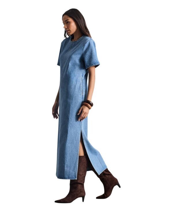ウエアハウス レディース トップス ワンピース ミディ デニム Warehouse Womens Denim Side Split Midi Dress Mid wash デニム
