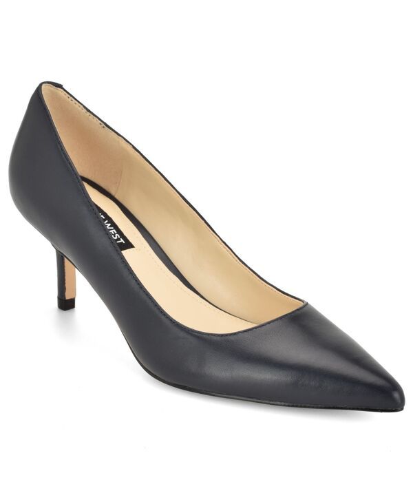 ナインウェスト レディース シューズ パンプス ヒール Nine West Womens Arlene Pointed Toe Kitten Heel Pumps Navy Leather ネイビー