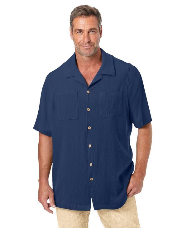 キングサイズ メンズ トップス シャツ トール KingSize Big Tall Gauze Camp Shirt Navy ネイビー 15,036円