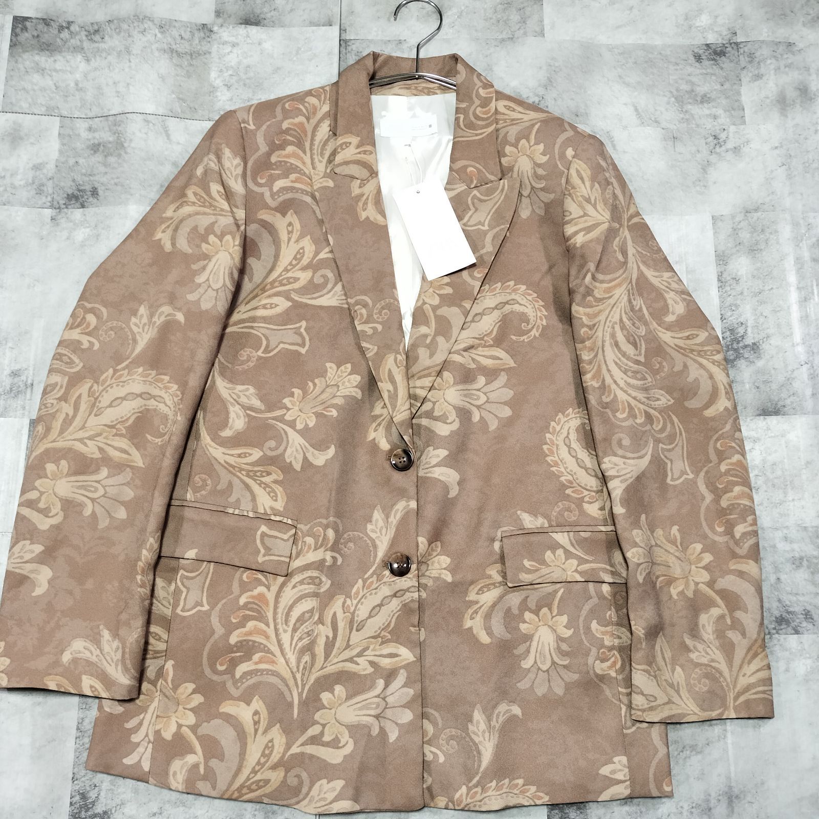 2025年春夏【未使用品】ZARA ザラ ペイズリー柄 テーラードジャケット Mサイズ 総柄 2B 2ボタン シングル ポリエステル 2025SS