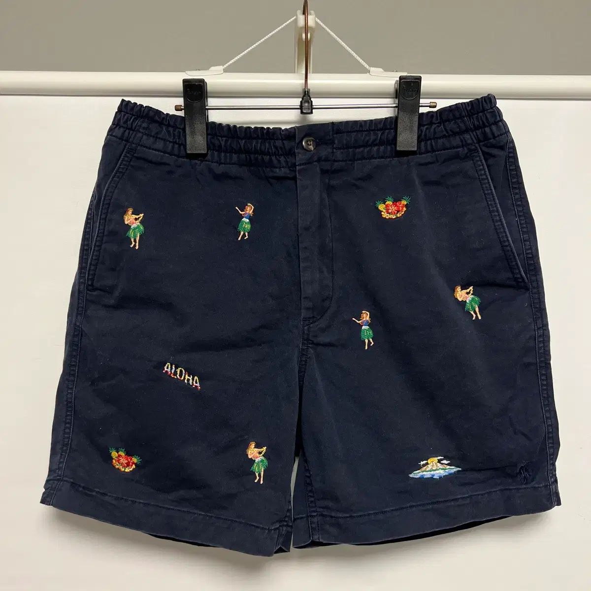 正規品/S ポロ ラルフローレン アロハ ハワイアン フラップスター ネイビー ハーフパンツ ショーツ