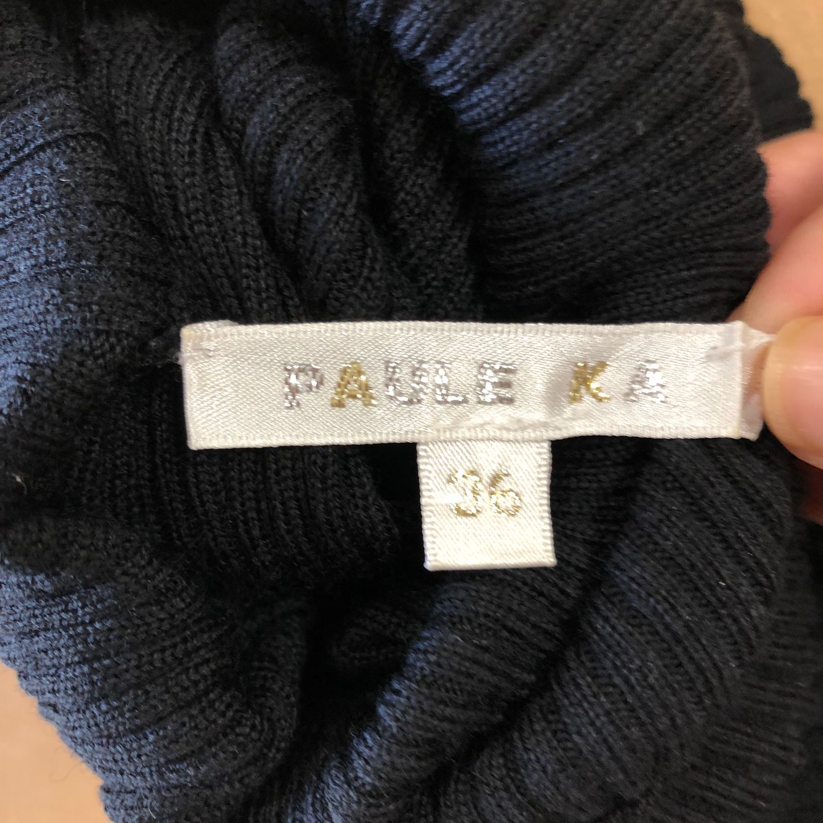 ポールカ PAULE KA ワンピース 異素材ミックス ウエストゴム 半袖
