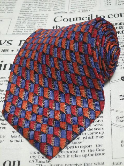 エルメネジルドゼニア Ermenegildo Zegna 美品 未使用品 微光沢 ネクタイ イタリア製 シルク100% パターン柄 ワインレッド系 赤系 F-004788 ゆうパケット