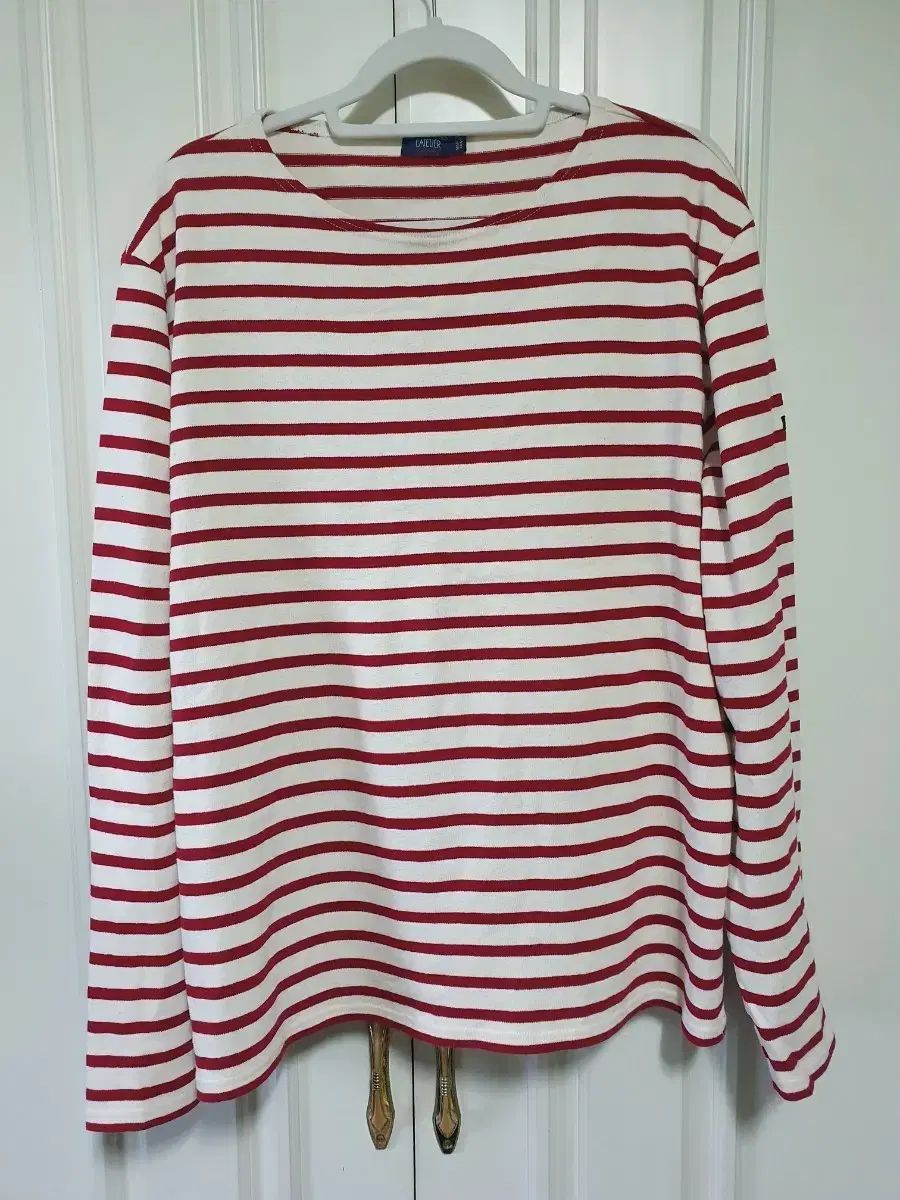 SAINT JAMES セントジェームス ストライプ 長袖 Tシャツ (レッド/白) XL