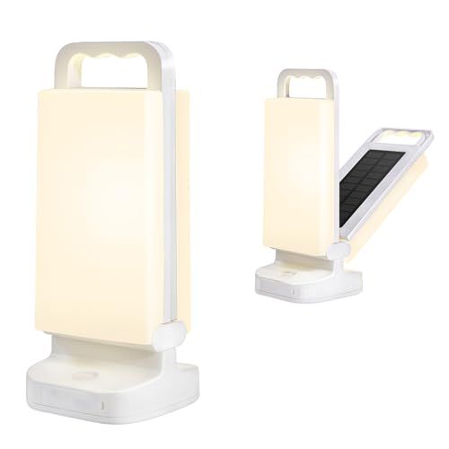 LED ソーラー ランタン, Lepwings USB充電 キャンプランタン ソーラーライト 2024年バージョンアップ6000mAh 機能付き 折り畳み式 無段階調光 ハンドル付き 防水 アウトドア 非常用 防災グッズ 停電 節電対策 ホワイト 国内発送