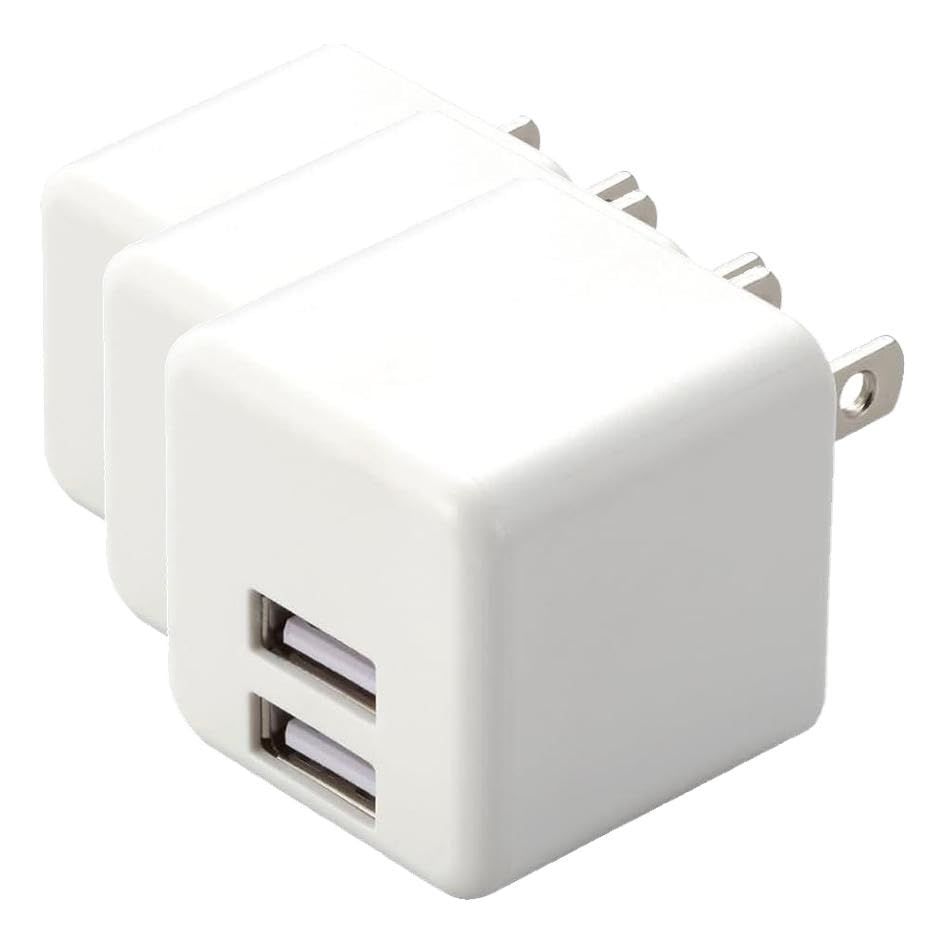 エレコム USB充電器 USB コンセント 合計12W (5V/2.4A) 2ポート USB-A コンパクト 折りたたみ式プラグ [iPhone15、Androidなど各種対応] ホワイト EC-AC3912WH (× 3)ts b52c9084 6,105円
