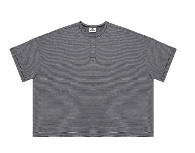 L MJD ストライプ ヘンリーネック Tシャツ ブラック 7,361円