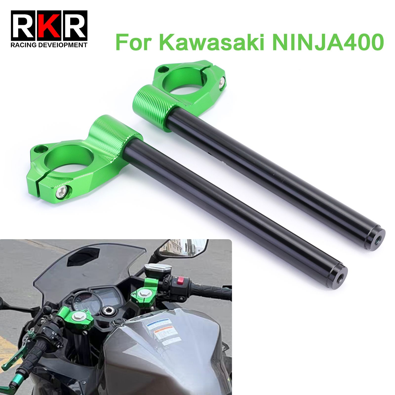 RKR カワサキ NINJA400 NINJA500 忍者400 500対応 CNCハンドルバーシステム ロワースポーツキット フォークチューブクリップ