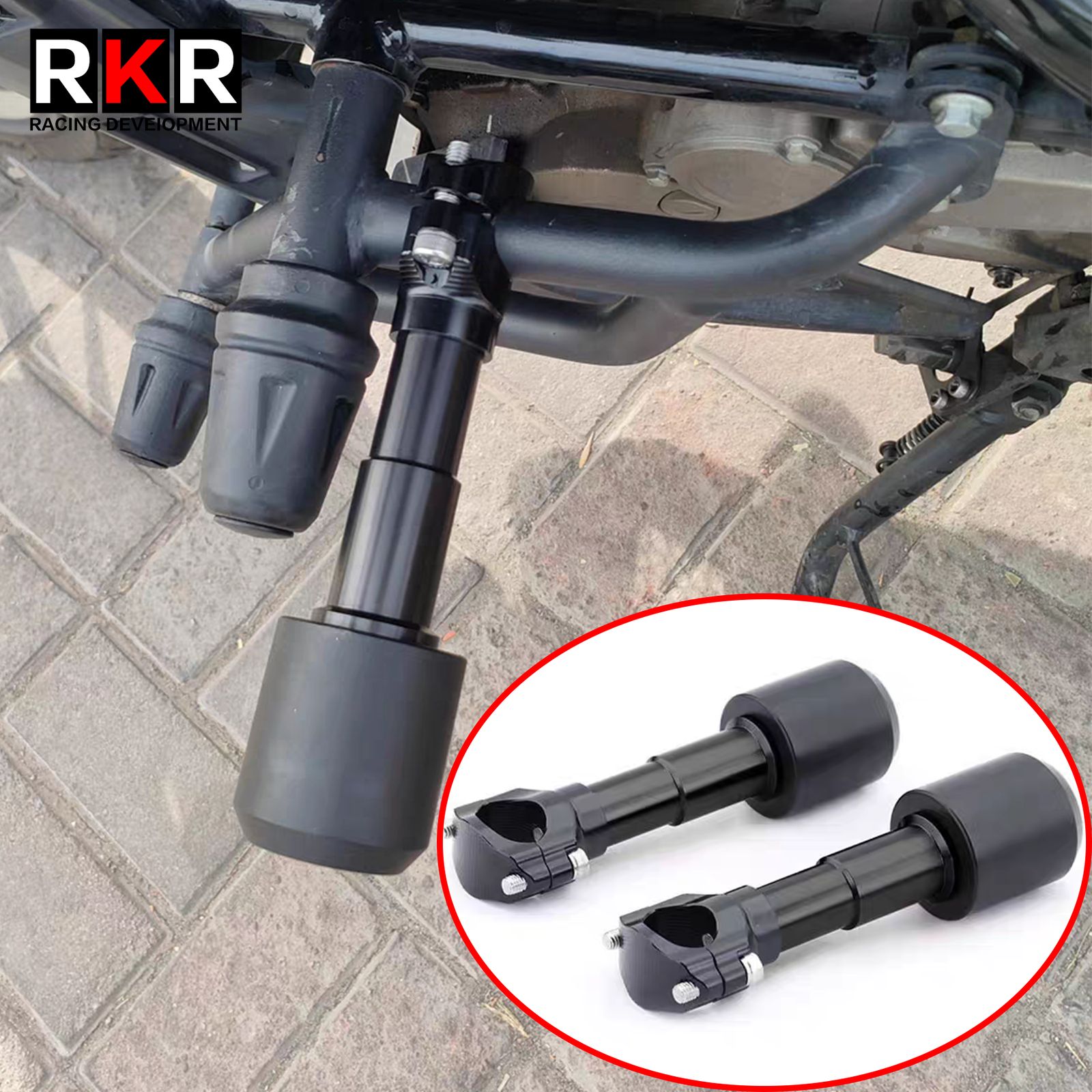 RKR BMW G310R G310GS対応 CNCフレームスライダー クラッシュプロテクター クランプ落下防止パッド 22〜28mm
