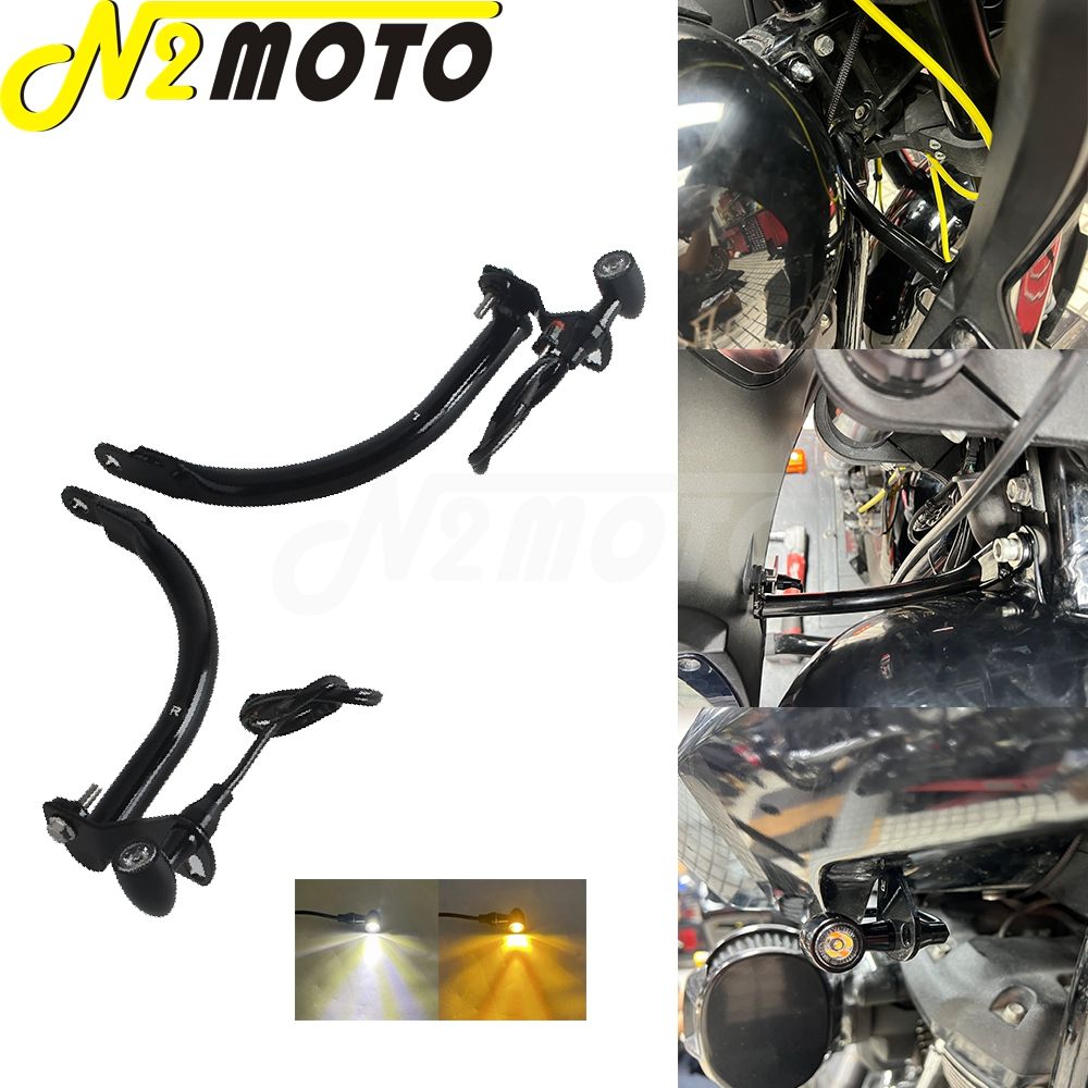 papanda ハーレー ローライダーST FXLRST FXRST対応 フェアリングサポートバー LEDターンシグナルランプ付き 左右セット