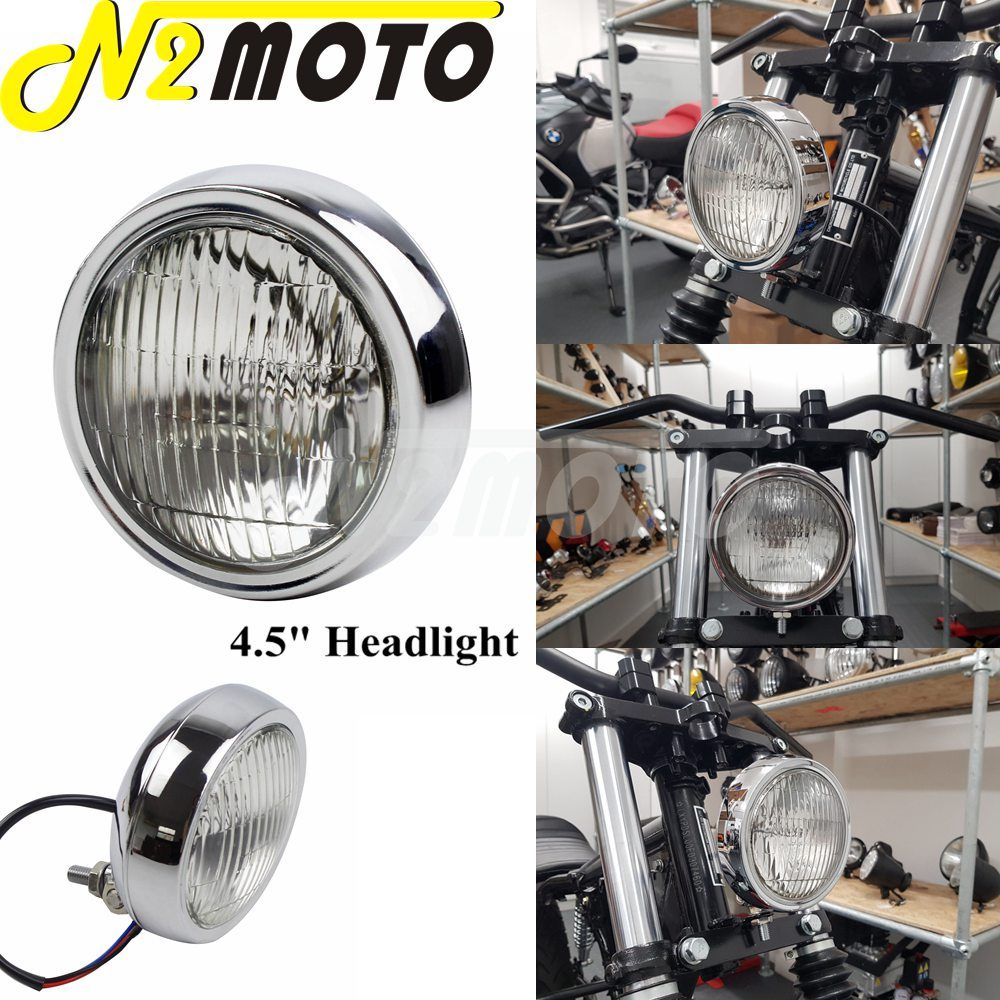 papanda 汎用レトロヘッドライト 4.5インチ ハーレー ソフテイル クルーザー カフェレーサー対応 12V ハロゲン