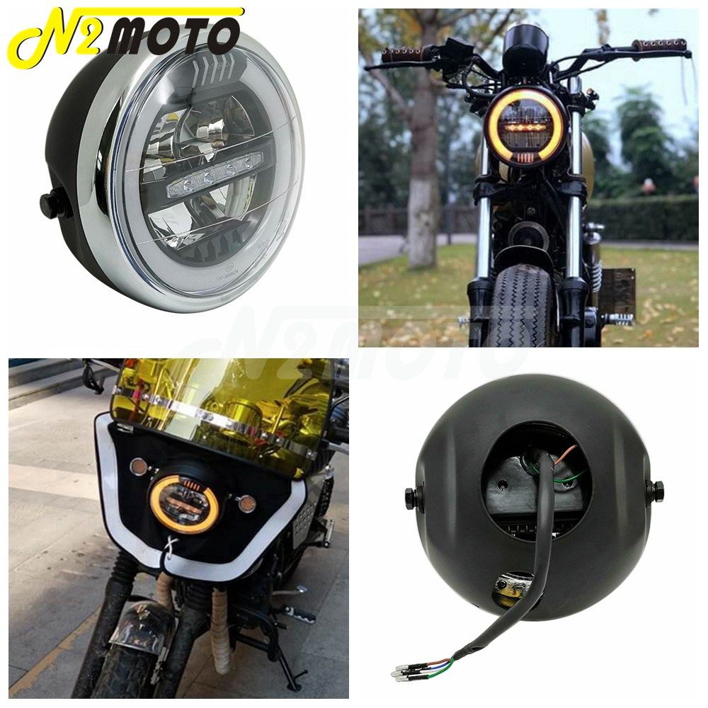 papanda ハーレー対応 7インチLEDレトロヘッドライト ハイロービームDRLデイタイムランニングライト E-mark 12V/24V