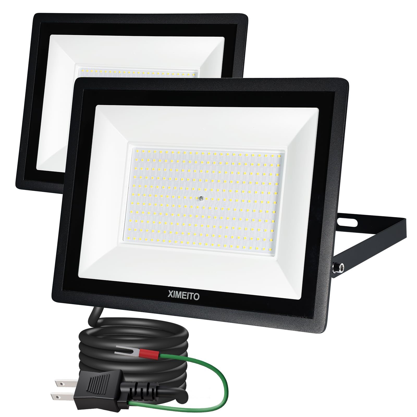 LED投光器 200W 昼光色 6500K 23000LM IP66防水 120°広角 ワークライト 作業灯 工事用 看板灯 外灯 駐車場 倉庫照明 船舶用 屋内・屋外作業対応 1.8mコード 100-240V対応 豪雨・豪雪対応 2セット 国内発送
