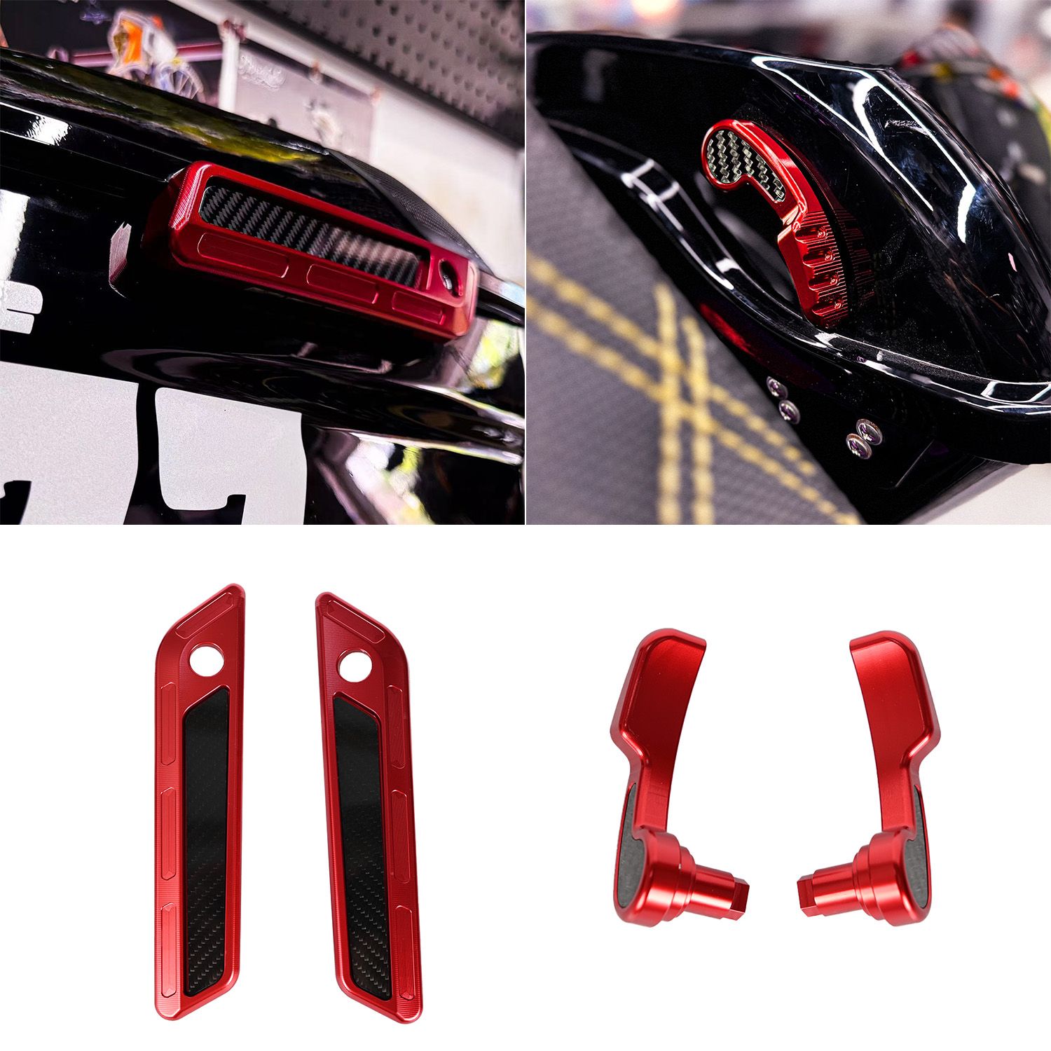 サドルバッグ ヒンジラッチカバー＆ラッチリフター＆カーボンファイバーリフレクター バガーツーリング 2014〜2023対応 CNCアルミT6061