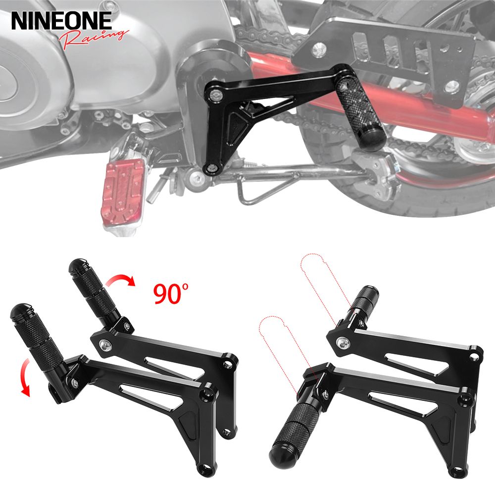 ホンダ モンキー125 Z125 JB02 JB03 2018〜2025対応 CNC折りたたみ式リアパッセンジャーフットペグ 大型フットレスト ブラケット付き ブラック