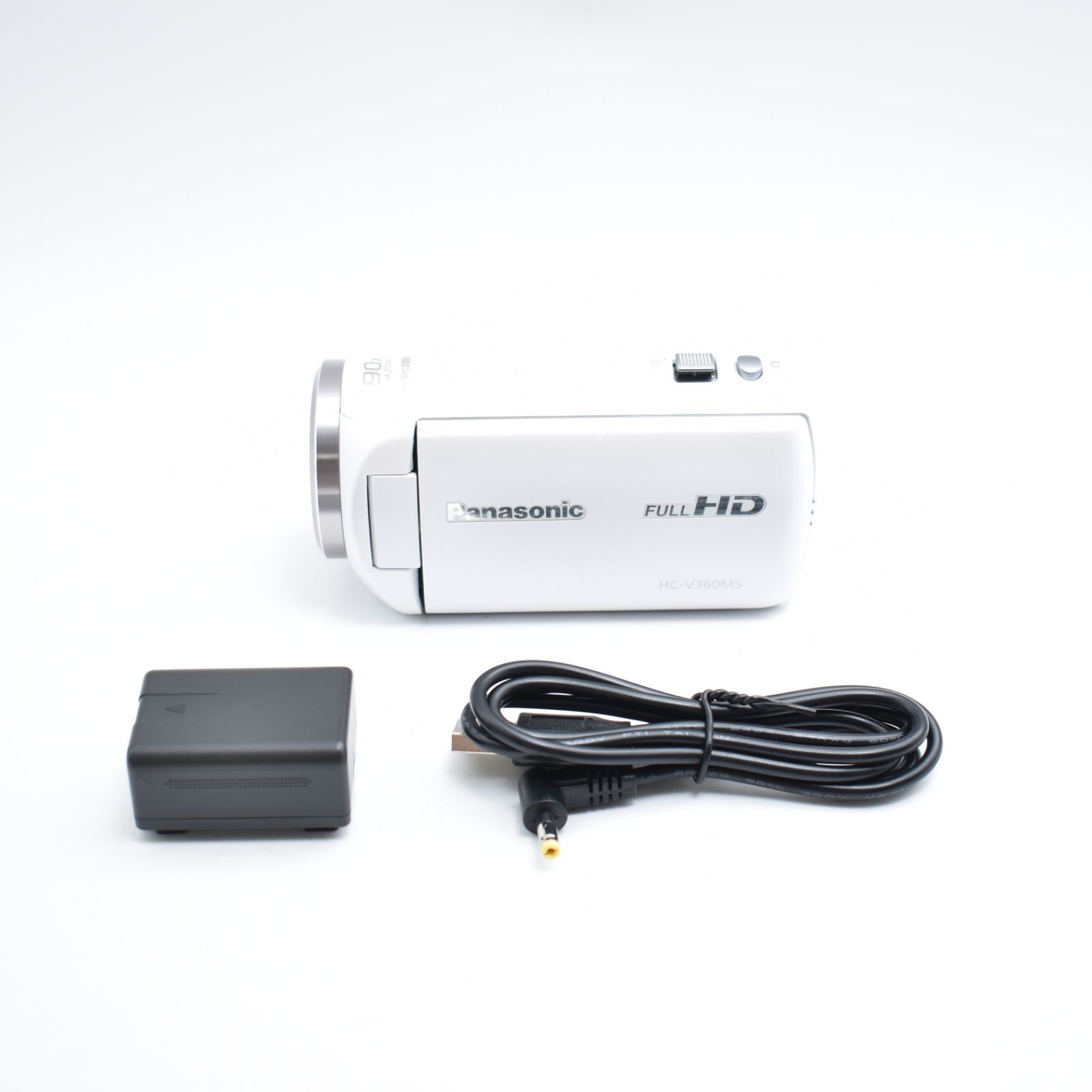 B#13037 パナソニック HDビデオカメラ V360MS 16GB 高倍率90倍ズーム ホワイト HC-V360MS-W