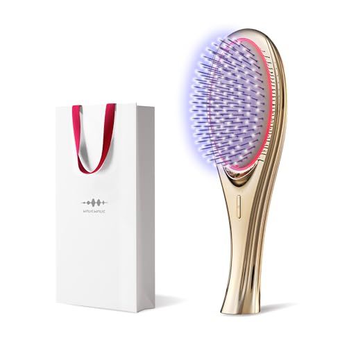 「ひるおび」にて紹介 wavewave ems ヘアブラシ イオンケア 赤色LED サラサラ髪 クッションブラシ くし 誕生日 女性 妻 彼女 プレゼント (ゴールド, ギフト用)pms 7d8c77b0