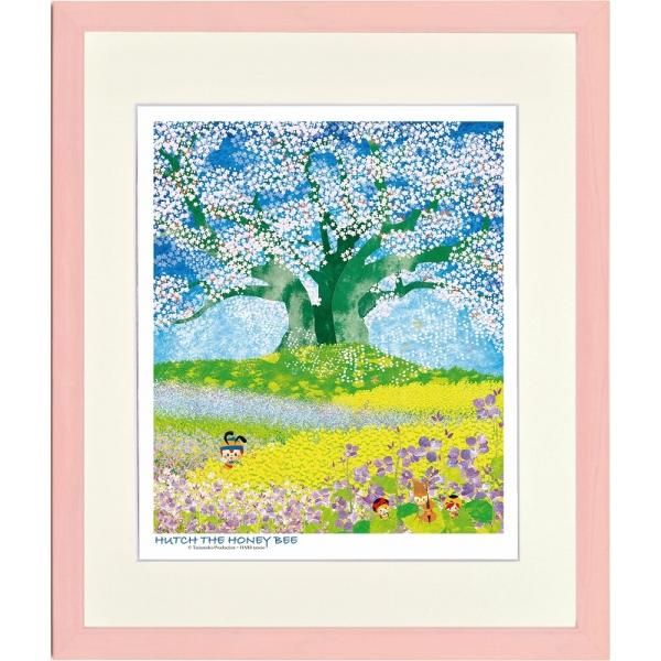 ジークレー版画 額装絵画 タツノコプロ はりたつお 昆虫物語 みなしごハッチ 「大桜を囲む紫花菜」 四ッ切