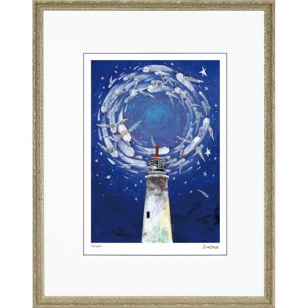日本の名画 絵画 ジークレー版画 額装絵画 松野和貴 「彗星鳥の群れ」 大衣