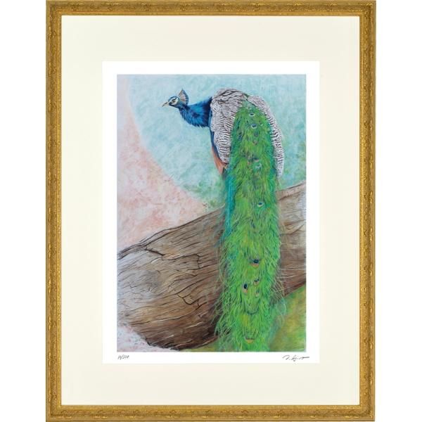 日本の名画 絵画 ジークレー版画 額装絵画 足立トシ 「孔雀」 大衣 7,344円