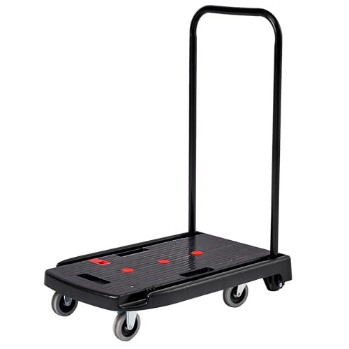 ★新品★VECELO 台車 折りたたみ式 手押し 耐荷重150kg 軽量 コンパクト だいしや 折り畳み 大容量 キャリーカート 簡単組立て 4輪 キャスター付き ブラック 家庭用 業務用 運送 運搬 防災 58439399