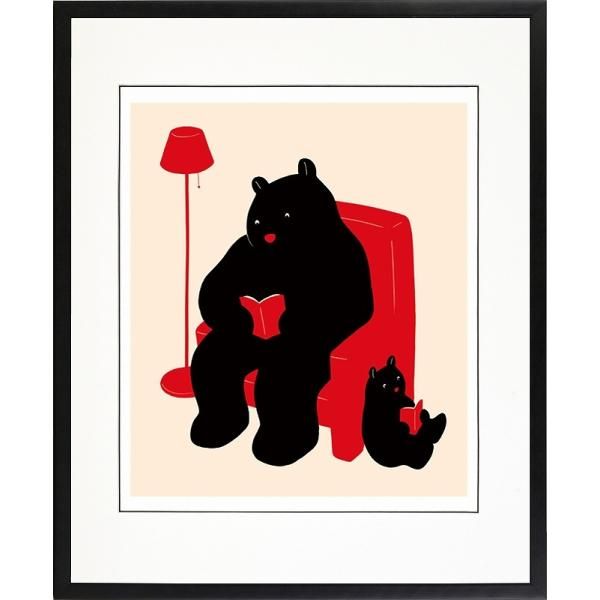 日本の名画 絵画 ジークレー版画 額装絵画 MEOMEO 「読書するクマ」 四ッ切 6,375円