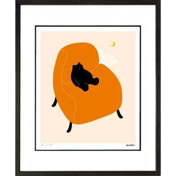 日本の名画 絵画 ジークレー版画 額装絵画 MEOMEO 「寝る小熊」 四ッ切