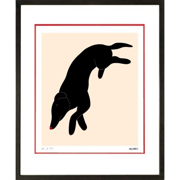 日本の名画 絵画 ジークレー版画 額装絵画 MEOMEO 「眠る犬」 四ッ切