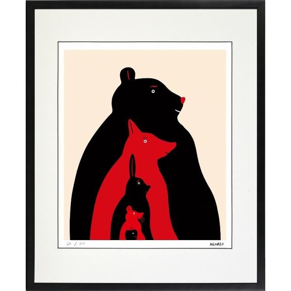 日本の名画 絵画 ジークレー版画 額装絵画 MEOMEO 「みんな前を向く」 四ッ切