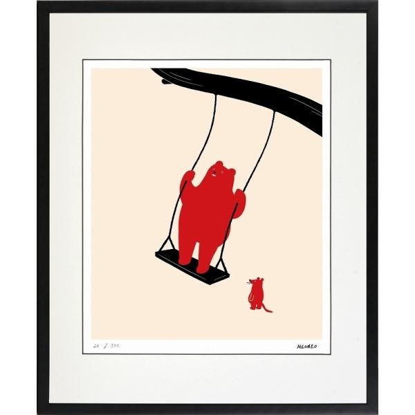 日本の名画 絵画 ジークレー版画 額装絵画 MEOMEO 「ブランコに乗るクマ」 四ッ切 5,950円