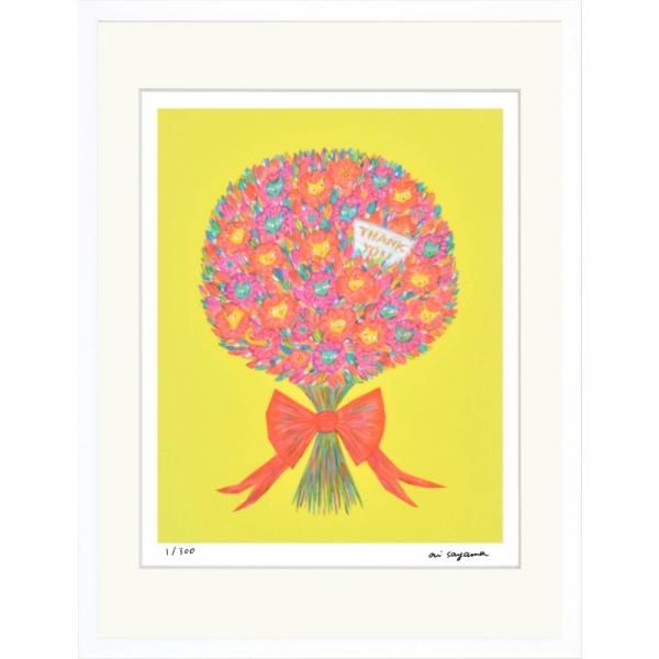 ジークレー版画 額装絵画 ai sayama 「THANK YOU!－猫のブーケ－」 太子 6,415円