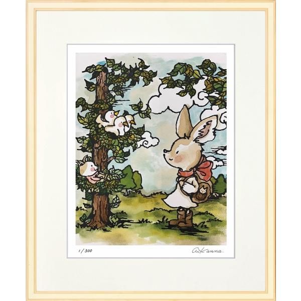 日本の名画 絵画 ジークレー版画 額装絵画 KANNA 「旅の途中で」 四ッ切