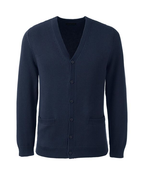 ランズエンド メンズ アウター ニット・セーター コットン カーディガン Lands End Mens School Uniform Cotton Modal Button Front Cardiga