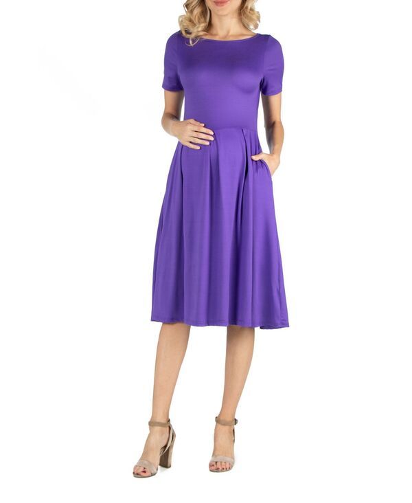24 セブンコンフォート レディース トップス ワンピース ミディ マタニティ 24seven Comfort Apparel Maternity Midi Dress with Short Slee 13,675円