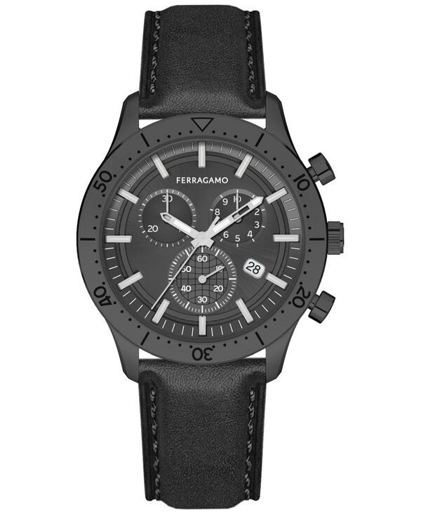 フェラガモ レディース アクセサリー 腕時計 レザー Ferragamo Salvatore Mens Master Swiss Chronograph Leather Strap Watch 43m