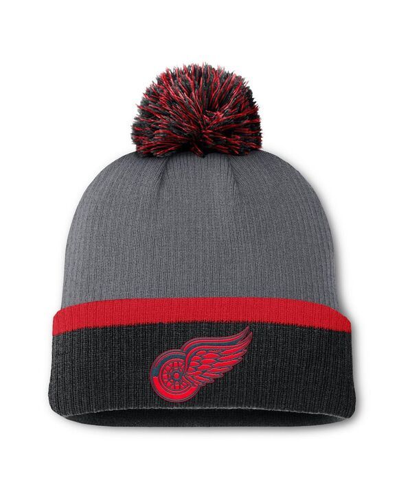 ファナティクス レディース アクセサリー 帽子 ニット Fanatics Womens Charcoal Detroit Red Wings Cuffed Knit Hat with Pom Char 7,686円