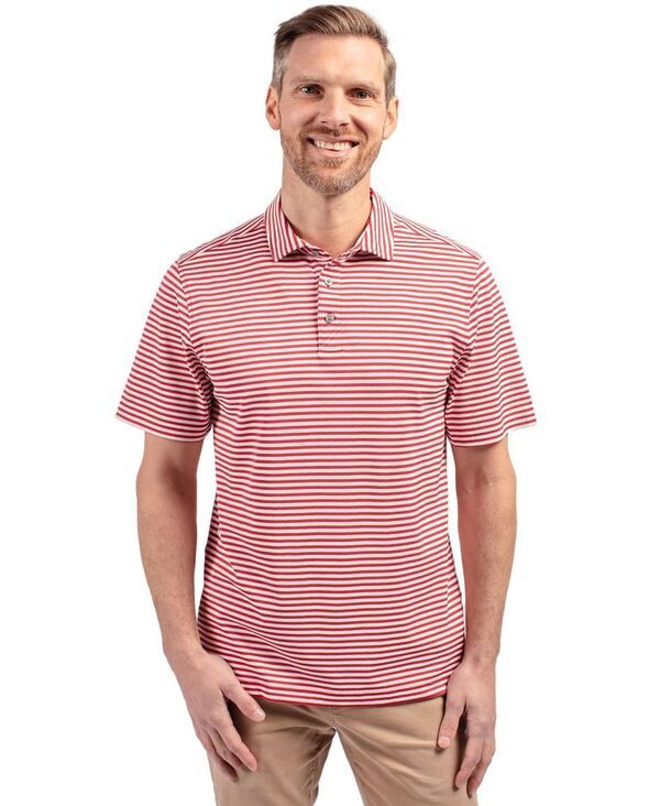 カッターアンドバック メンズ トップス ポロシャツ Cutter Buck Mens Virtue Pique Stripe Short Sleeve Polo Cardinal red レッド 14,220円